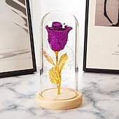 billiga Dekorativa ljus-Moderskapsdag Simulerad Ros LED Dekorativ Nattlampa 21.5 * 11.5CM Gåva till Flickvän Hustru och Mor Glas Lock AAA Batteribox Inomhus Sovrums Ornament Ljus Atmosfärsljus