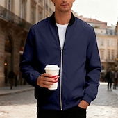 economico Giubbotti Casual-Per uomo Giacca Leggera Giubbotto bomber Giacca Casual Casuale Quotidiano Leggero Tasca Primavera Autunno Semplice Streetwear Elegante Colletto Mao Regolare Blu Nero Giallo Rosso Blu marino Giacca