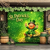 お買い得  ホリデータペストリー-聖パトリックの日のガレージドアの装飾、金の壺を持った陽気なレプラコーン &amp;クローバー、聖パトリックの日のお祝いにぴったりのお祭りカバー。