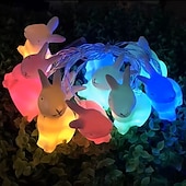 tanie Taśmy świetlne LED-Wielkanocny łańcuch świetlny z bajkowym króliczkiem, 1,5 m, 10 diod LED, zasilany bateriami, do domu, sypialni, balkonu, ogrodu, na święta i imprezy