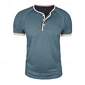 Χαμηλού Κόστους Casual Tee Henley-Ανδρικά Πουκάμισο Henley Κοντομάνικα Μπλούζα από 100% βαμβάκι Κοντομάνικο Συμπαγές Χρώμα Σκέτο Μονόχρωμη Μοντέρνα Υψηλής Ποιότητας Καθημερινό Μπλοκ χρωμάτων Κουμπιά Χένλι Causal