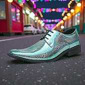 preiswerte Männer Schuhe-Männer Mardi Gras farbenfrohe schillernde Schlangenprint Anzugschuhe metallic grün und lila Schnürdesign stylisch und mutig ideal für Karneval und festliche Feiern