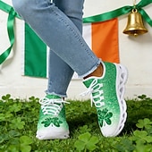 levne Dámská obuv-Dámské tenisky s motivem zeleného jetele ke Dni svatého Patrika – lehké prodyšné vycházkové boty s polstrovanou podrážkou, slavnostní sportovní styl na přehlídky, cestování, každodenní chůzi, cvičení a běžné nošení