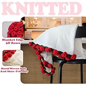 levne Deky a přehozy-Valentýnská gradientní deka s kyticí konvalinek, ručně vyráběný přehoz s umělými květinami, deka na spaní, uměle tkaný přehoz, perfektní dárek pro blízké