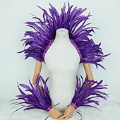 Χαμηλού Κόστους αξεσουάρ-Καθαρενικά 2026 Ρίο Καρναβάλι Σάμπα Αξεσουάρ Καρναβάλι Κόκκινο Και Κίτρινο Φτερό Στολή Σετ Μανίκι Ωμού  Καλύμματα Βραχίονα Για Μάρντι Γκρας Χορό Πάρτι Βραζιλία Φεστιβάλ Ενδυμασίας