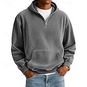 abordables sudaderas basicas hombre-Hombre Sudadera Sudadera Con Capucha Sudadera con capucha y cremallera de un cuarto Rojo tinto Verde Claro Azul Marino Gris Claro Azul claro Con Capucha Plano Bolsillo canguro Deporte Casual Diario