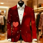 economico Blazer Stampati da Uomo-San Valentino Per uomo Cuore Giacca blazer Cappotto Di tendenza Confortevole Traspirante Artistico Casual Quotidiano Abbigliamento da sera Festival Stampa 3D Bottoni Multi-tasche Tutte le stagioni
