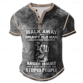  Męskie Tekst Podkoszulek Koszula Henley Krótki rękaw Codzienny Wiosna Na każdy sezon Niebieski Szary Zielony Khaki Henley Koszulka Henley
