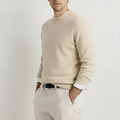 preiswerte Wollpullover für Herren-Hochwertiger Herrenpullover aus reiner Wolle und Kaschmir mit Rundhalsausschnitt, klassischer Strickpullover, weich, warm und atmungsaktiv.