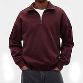 cheap Basic Sweatshirts-Men's Sweatshirt Pullover Hoodie Sweatshirt Quarter Zip Sweatshirt White Purple Standing Collar Plain Quarter Zip Casual Daily Sports &amp; Outdoor Streetwear Cool Sportswear Spring &amp;  Fall Clothing