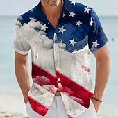  Hombre 4 de julio, 250 aniversario de Estados Unidos Bandera de EE. UU. 250 aniversario Camisa Abotonar la camisa Manga Corta retro de la vendimia Exterior Festivos Verano Primavera Cuello Vuelto