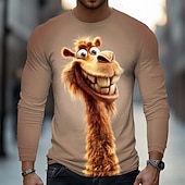  Herren Tiermotiv Tiger Lustig T Shirt Langarm T-Shirt 3D-Druck Rundhalsausschnitt Hemd Mode Basic Lässig Täglich Straße Blau Blau 2# Khaki Sommer Frühling Bekleidung S M L XL XXL XXXL
