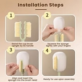 رخيصةأون تنظيف المطبخ-عبوتان من فرشاة تنظيف الزجاجات متعددة الوظائف 5 في 1، فرشاة ذات مقبض طويل لتنظيف الأكواب وأغطية الترمس، منظف زجاجات الحليب والماء، أداة مطبخ منزلية متينة