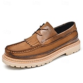 economico Scarpe Casual con Lacci-mocassini da uomo in pelle color cuoio, scarpe da sposa slip-on alla moda per gli sposi, perfette per eventi nuziali casual e semi-formali, calzature formali comode ed eleganti