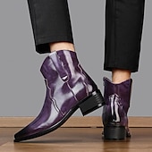 billiga Kostymstövlar-lila ankelboots för män – modern högglansdesign med bekväm klack, perfekt för vardagskläder, kvällsutflykter och moderiktiga evenemang