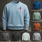 お買い得  メンズ 3D スウェットシャツ-アメリカ建国250周年 男性用 スウェットシャツ クルーネック ブルー ライトブルー ブラック ホワイト イエロー 冬 春 &amp; 秋 デザイナー S M L XL 2XL 3XL