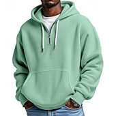 billige grunnleggende hettegensere for menn-Herre Hattetrøje Vaffel hettegensere Hettegenser med glidelås Aprikos Hvit Lysegrønn Militærgrønn Rød Med hette عادي Kengurulomme Med Tekstur Avslappet Daglig Sport &amp; Utendørs Gatemote Kul Sportsklær