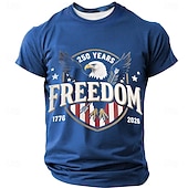  2026年7月4日 250周年追悼日 男性 3D印刷 米国旗 クルーネック 短袖 Tシャツ デイリー ストリート