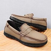 baratos Mocassins casuais-Mocassins masculinos leves e fáceis de calçar, em couro sintético respirável – calçado prático para uso casual, no escritório e no dia a dia.