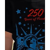 preiswerte 250. Jahrestag USA-100% Baumwolle Kinder Mädchen Schwarz Grafik Freiheitsstatue 250-jähriges Jubiläum Amerikanische US-Flagge für Kinder T-Shirt Rundhalsausschnitt Kurzarm Urlaub Sport &amp; Outdoor Alltagskleidung Aktiv