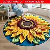 ieftine Covorase de zonă-Covor de zonă cu imprimeu plat 2D, seria floarea-soarelui, covor din catifea cristalină pentru sufragerie, canapea, masă de cafea, dormitor, noptieră, dressing, husă decorativă moale pentru podea