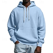abordables sweats à capuche basiques pour hommes-Homme Sweat à capuche Sweat à capuche gaufré Violet Gris Clair À capuche Uni Poche kangourou Texturé Occasionnel Quotidien Sport &amp; Loisir Streetwear Frais Vêtements de sport Printemps &amp; Automne