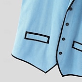 abordables Camisetas sin mangas de gimnasio-Hombre Camiseta sin mangas Camisa de Pana Camisa sin mangas Sin Mangas Cuello Barco Verano Primavera Bloque de color Tira de pozo Moda Design Músculo Botón frontal Exterior Noche Blanco Camiseta
