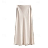 abordables Jupes décontractées-Femmes Élégant Mode Maxi Taille haute Jupes Uni Fendu Micro-Élastique Quotidien Rue Vert pomme Noir Champagne Vert Véronèse Été