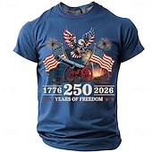 ieftine Tricouri patriotice 250-4 iulie 2026 250 de ani Ziua Memoriei T-shirt Bărbați cu imprimeu 3D Steagul SUA cu guler rotund și mânecă scurtă De Zi cu Zi
