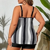 economico Surfing Tankinis &amp; Bikinis-Per donna Costume da bagno 2 pezzi Costumi da bagno A righe Ultra Leggero (UL) Controllo addominale Elastico Senza Maniche Costume da Bagno Surf Snorkeling Estate