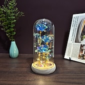 olcso Dekoratív fények-Üveg rózsa örök kristály virág világító rózsák üvegdóm alatt ajándékok nőknek anyának nagymamának feleségnek nővérének