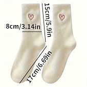 ieftine Evenimente de evenimente și petreceri-5 perechi de sosete din fleece coralin femei – sosete calde groase până la jumătatea gambei pentru iarnă cu broderie în formă de inimă sosete confortabile pentru acasă alegere de cadou pentru vreme
