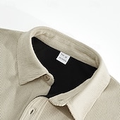 abordables camisa con botones para hombre-Hombre Camisa Camisa casual Camisa de playa Camisa de Pana Abotonar la camisa Negro Marrón Verde Ejército Albaricoque Gris Manga Larga Color sólido Diseño Diario Vacaciones Bolsillo Ropa Moda Casual