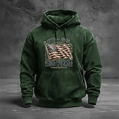 preiswerte Flagmuster-Herren Grafik Amerikanische US-Flagge Kapuzensweatshirt Pullover-Hoodie Bedruckter Hoodie Mode Streetwear Täglich Vintage-Retro Langarm Mit Kapuze Outdoor Streetwear Urlaub Rote Braun Grün Dunkelgray