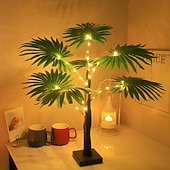 abordables Luces decorativas-Luz de palmera artificial de 55 cm/21,65 pulgadas con 30 cuentas LED, decoración interior/exterior de primavera/verano para dormitorio, sala de estar, comedor, fiesta, doble potencia (AAA) &amp;luz