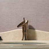 お買い得  浴室・洗面台用水栓金具-バスルームのシンクの蛇口 - クラシック / 滝状吐水タイプ アンティーク真鍮 センターセット シングルハンドルつの穴Bath Taps