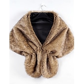 cheap Faux Fur Wraps-Faux Fur Wraps Women's Wrap Elegant Sleeveless Faux Fur Wedding Wraps With Pure Color For Party Fall