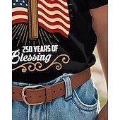  100% Baumwolle Kinder Mädchen Schwarz Grafik Kreuz 250-jähriges Jubiläum Amerikanische US-Flagge für Kinder T-Shirt Rundhalsausschnitt Kurzarm Urlaub Sport & Outdoor Alltagskleidung Aktiv Urlaub