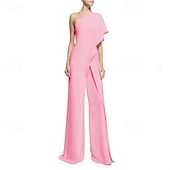 preiswerte Overall-Damen Normal Overall Elegant Einfarbig Ärmellos Ein-Schulter Patchwork Party Normale Passform Schwarz Weiß Rosa Sommer