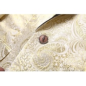 cheap Party Blazer-Men's Blazer Jacket Shawl Collar Fashion Party Luxury Paisley Jacquard Blazer Red Beige Tailored Fit Single Breasted One-button