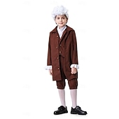  250th Anniversary USA Rococo Baroque Outfits Long Sleeves George Washington Colonial Revolutionary War Costumes Fancy Dress Boys' Carnival Independence Day 4th of July Kid's Coat Pants Collar