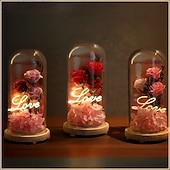 olcso Dekoratív fények-Üveg Rózsa Örökre Örök Kristály Virág Felkeltett Rózsák Üveg Dóm alatt Ajándékok Nőknek Anyának Nagymamának Feleségnek Nővérének