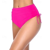 Χαμηλού Κόστους Μπικίνι σλιπ-Γυναικεία Μαγιό 2 κομμάτι Προκλητικό Μαγιό Κορδόνι Διακοπές Ρούχα παραλίας Συμπαγές Χρώμα Αμάνικο Μαγιό