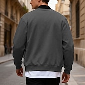 economico Giubbotti Casual-Per uomo Giacca Leggera Giubbotto bomber Giacca Casual Casuale Quotidiano Leggero Tasca Primavera Autunno Semplice Streetwear Elegante Colletto Mao Regolare Blu Nero Giallo Rosso Blu marino Giacca