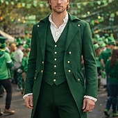 cheap Outerwear-Retro Vintage Medieval Coat Tuxedo Tailcoat Ebenezer Scrooge Dickens Vampire Elf Plague Doctor Solid Colored Fancy Dress Men's Steampunk Christmas Adults' Coat