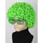  Perucas Afro Verdes para Homens e Mulheres Peruca Curta Cacheada Fofa Disco Rock (Apenas Perucas)