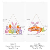 رخيصةأون عيد الفصح-عبوتان من زينة عيد الفصح، حروف خشبية مزخرفة، زينة أرنب عيد الفصح المعلقة لتزيين المنزل في موسم الأعياد، زينة جدارية أو بابية ربيعية، إكسسوارات احتفالية