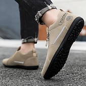 economico Scarpe Casual Slip-On-scarpe slip-on beige da uomo con tomaia morbida: comode scarpe da tutti i giorni per un abbigliamento casual e un comfort che dura tutto il giorno