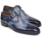 Χαμηλού Κόστους Ανδρικά υποδήματα-Ανδρικά πράσινα παπούτσια με λουράκια μοναχού και λεπτομέρειες brogue, κομψά επίσημα υποδήματα για γάμους, επαγγελματικά πάρτι και εμφανίσεις για την ημέρα του Αγίου Πατρικίου