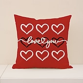 voordelige Kussens, inzetstukken en deksels-Kussensloop met rode hartjesprint voor Valentijnsdag, feestelijk "liefde"-design, decoratief kussen in Europese stijl, perfect voor op de bank of in de woonkamer, ideaal voor Valentijnsdag thuis en